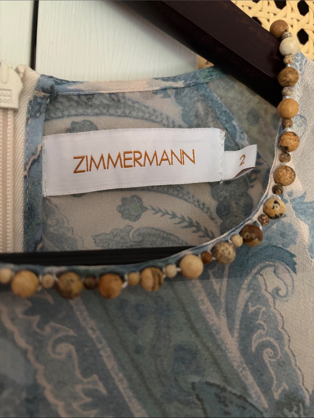 Zimmermann Cream and Light Blue Paisley Long-Sleeve Maxi Dress - Picture 10 of 13